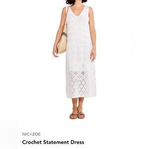 NWT NIC+ZOE White Crochet Statement Midi Dress XXL